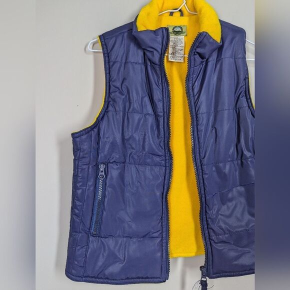 Vintage Northern Spirits Puffer Vest – Blue & Yellow Fleece – Size Small - Picture 2 of 6